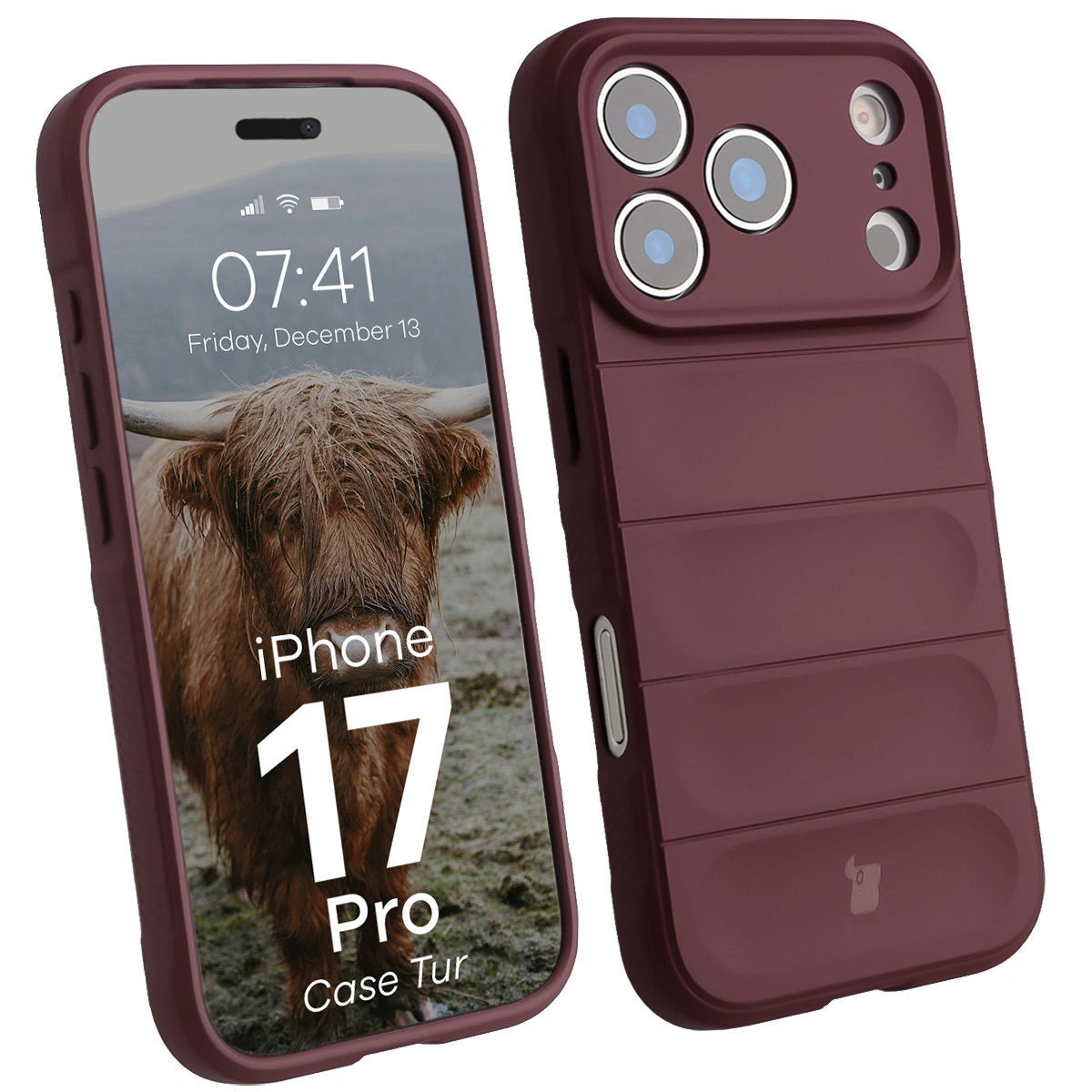 Robuste Handyhülle für iPhone 17 Pro, Bizon Case Tur, Burgunderrot