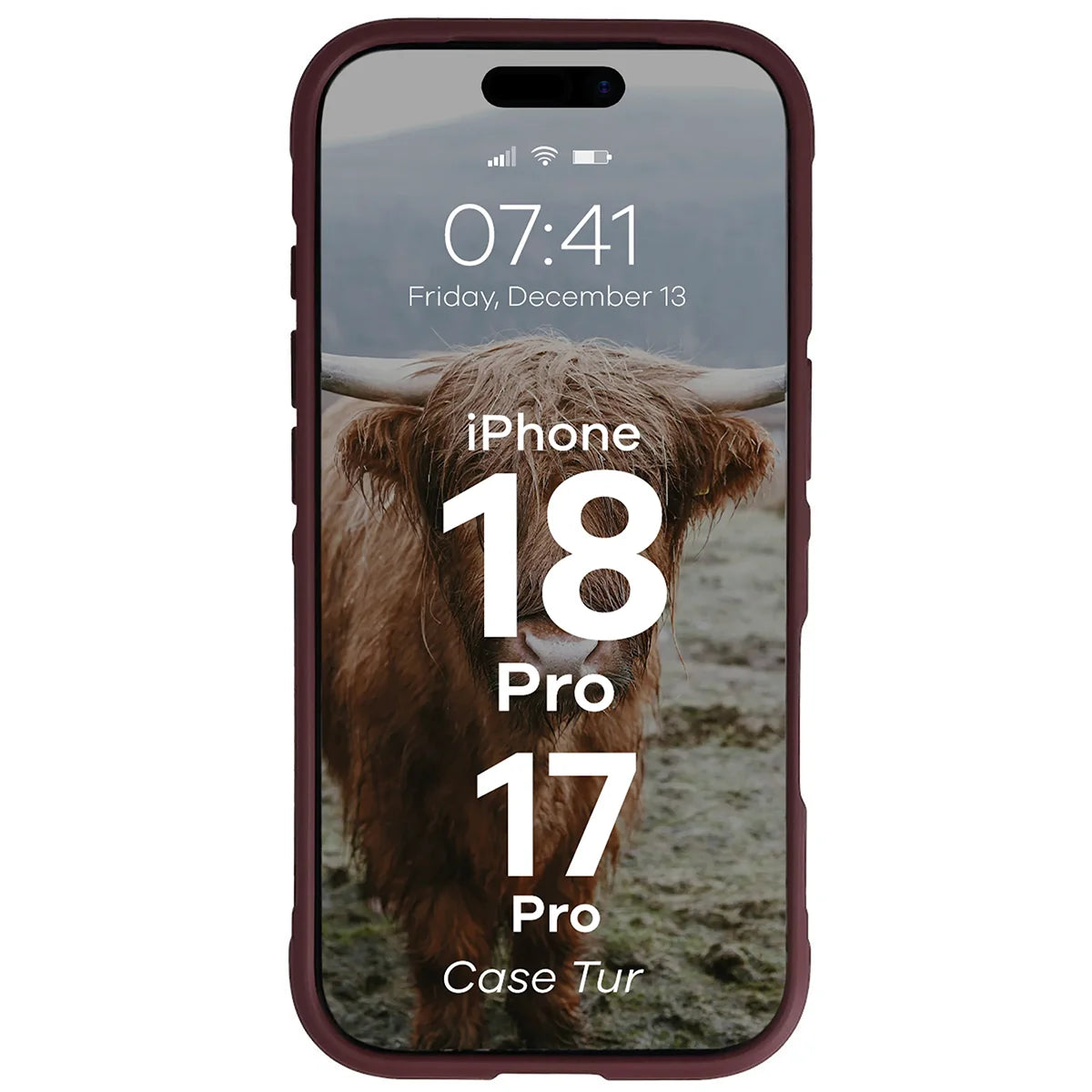 Robuste Handyhülle für iPhone 18 Pro / 17 Pro, Bizon Case Tur, Burgunderrot