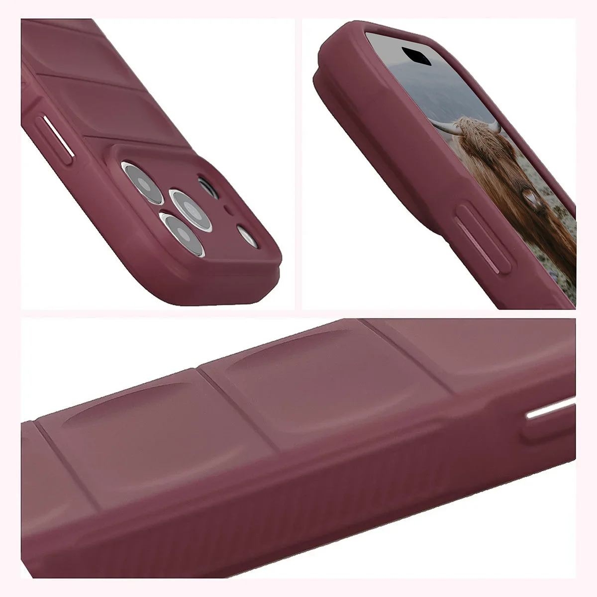 Robuste Handyhülle für iPhone 18 Pro / 17 Pro, Bizon Case Tur, Burgunderrot