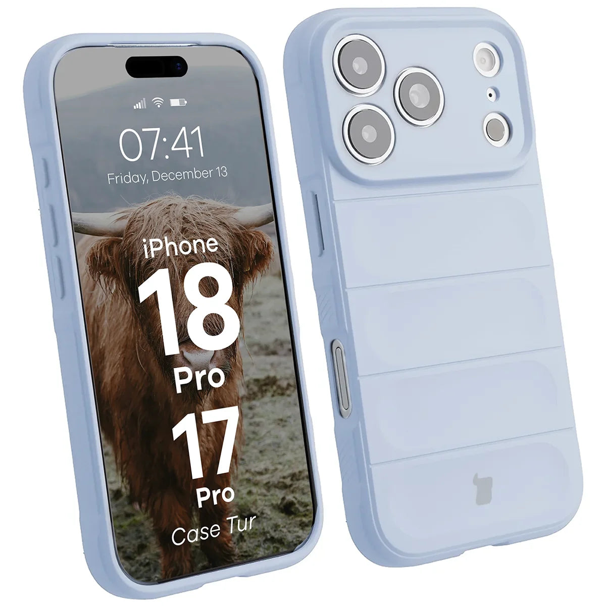 Robuste Handyhülle für iPhone 18 Pro / 17 Pro, Bizon Case Tur, Hellblau