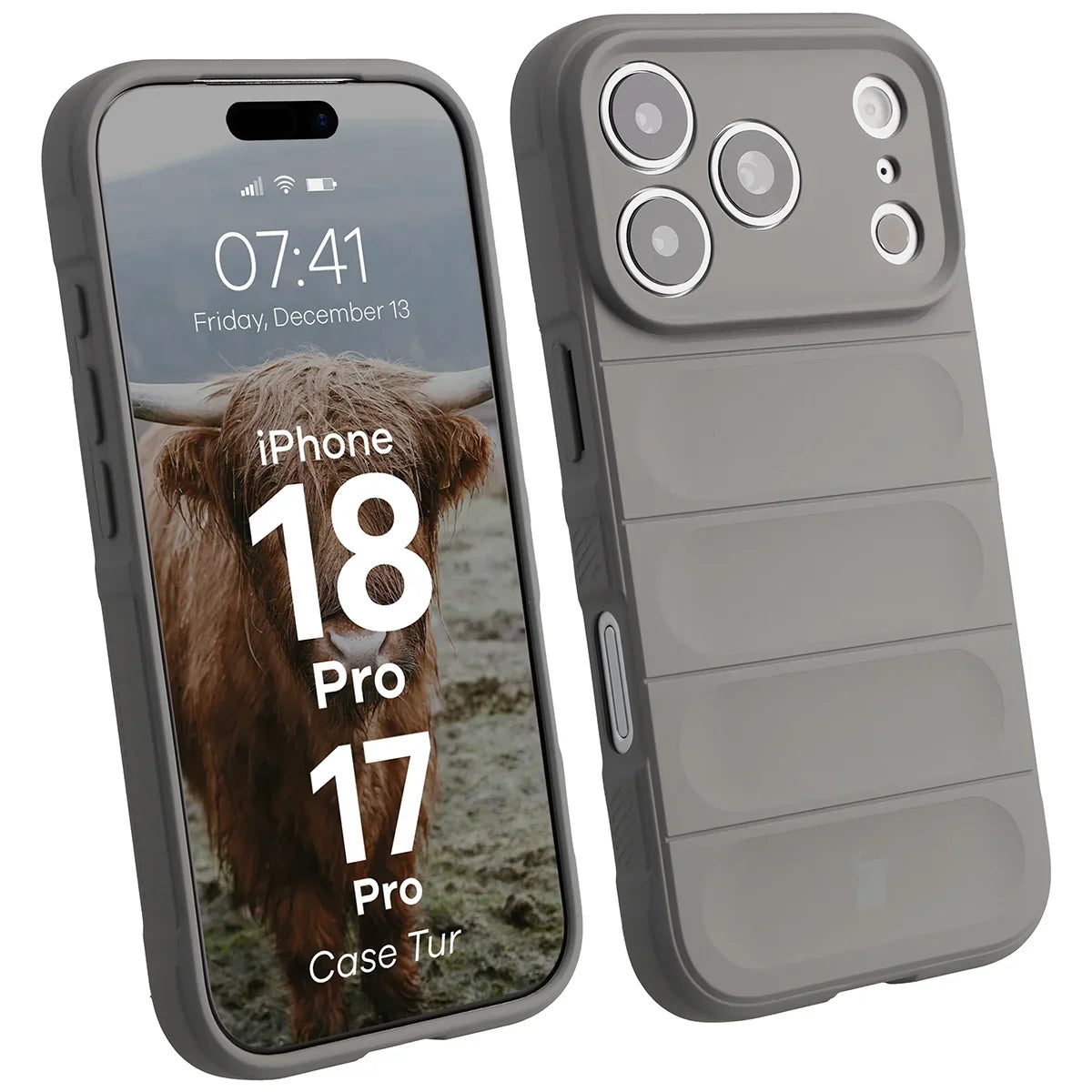 Robuste Handyhülle für iPhone 18 Pro / 17 Pro, Bizon Case Tur, Hellgrau
