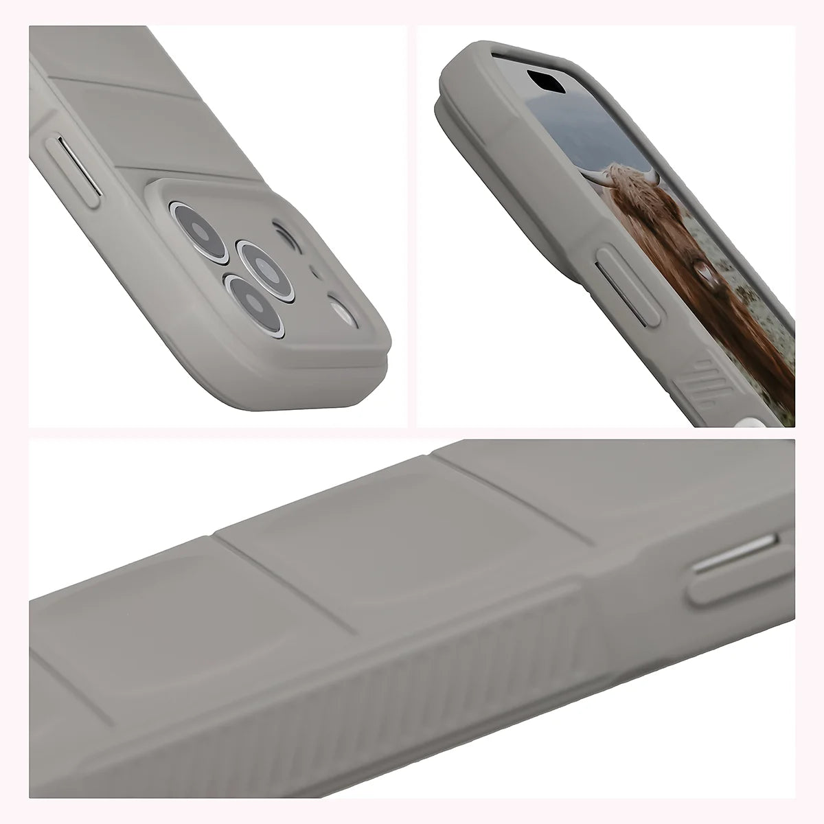 Robuste Handyhülle für iPhone 18 Pro / 17 Pro, Bizon Case Tur, Hellgrau