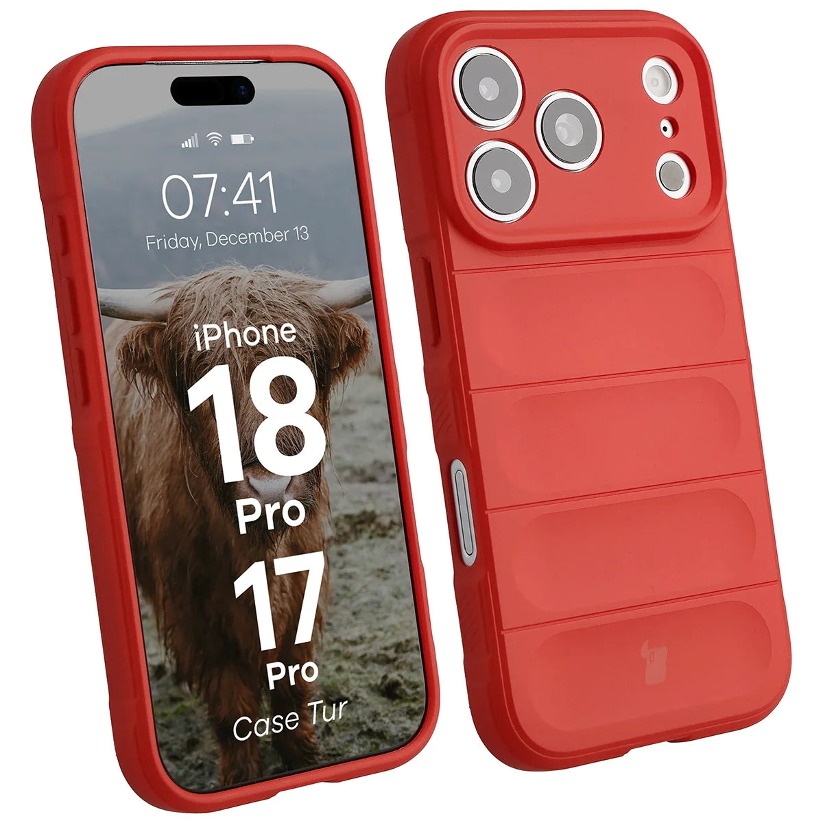 Robuste Handyhülle für iPhone 18 Pro / 17 Pro, Bizon Case Tur, Rot