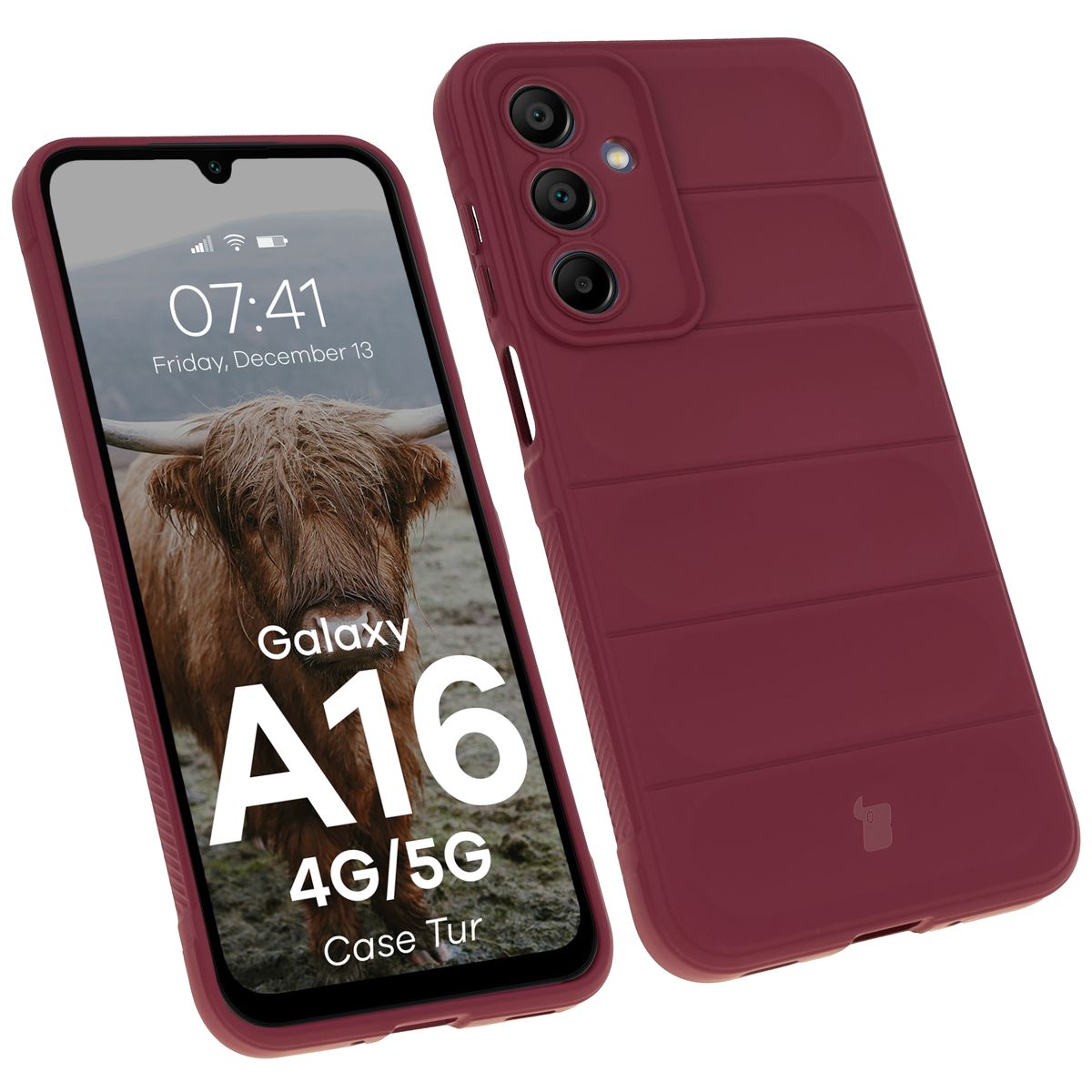 Robuste Handyhülle für Galaxy A16 4G/5G, Bizon Case Tur, Burgunderrot