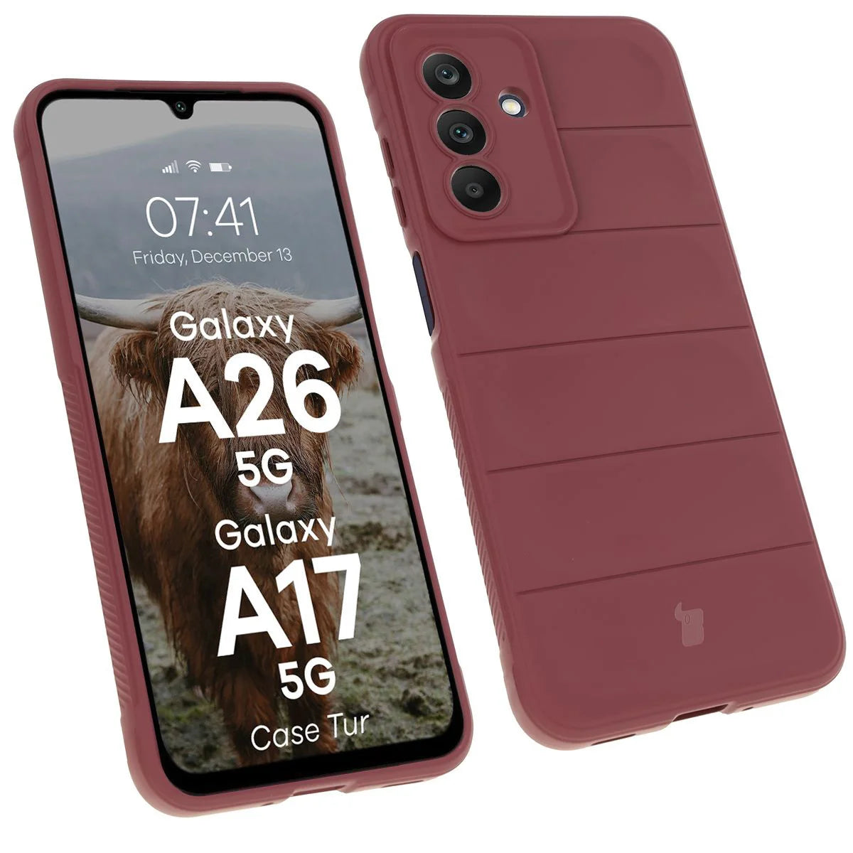 Robuste Handyhülle für Galaxy A17 5G / A26 5G, Bizon Case Tur, Burgunderrot
