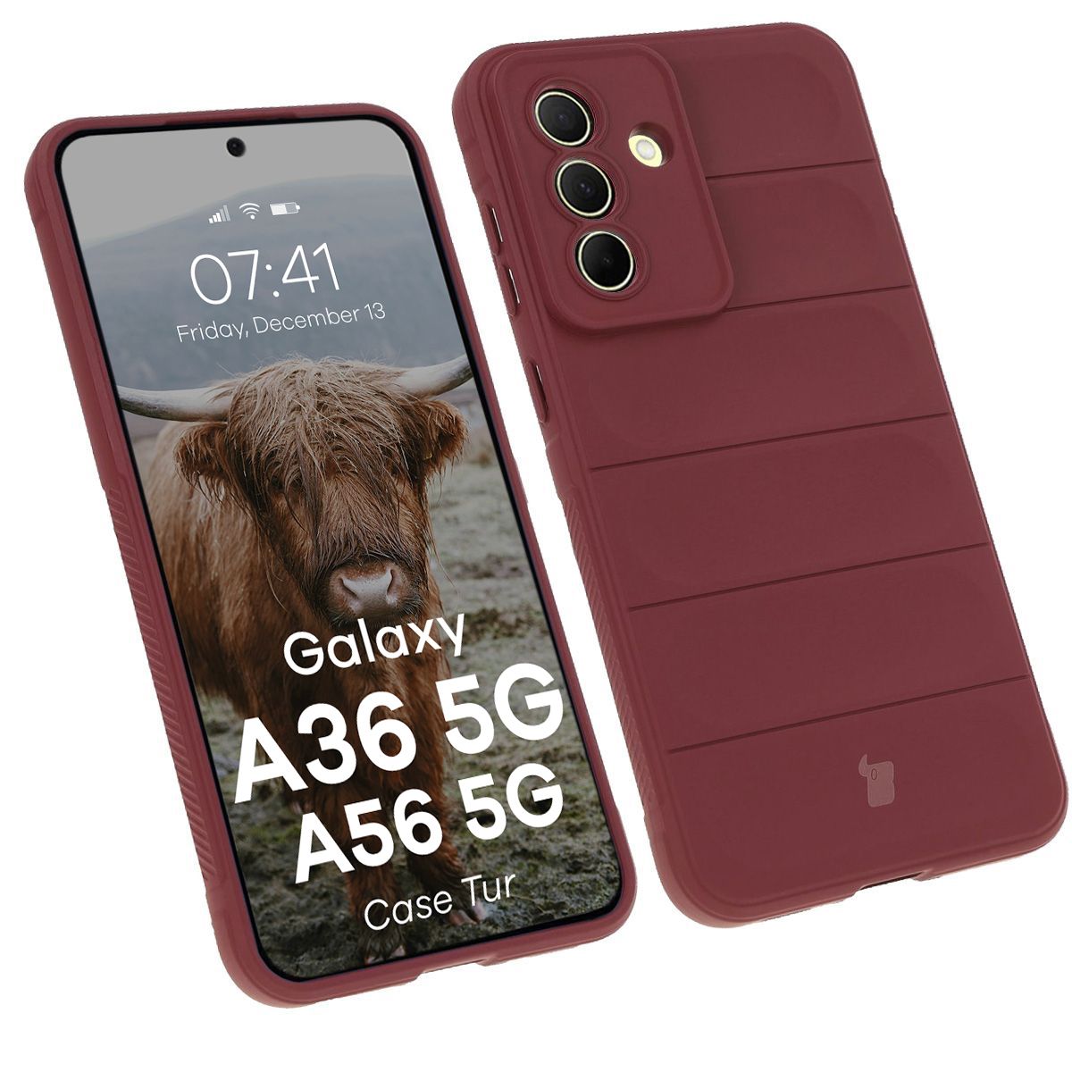 Robuste Handyhülle für Galaxy A36 5G / Galaxy A56 5G, Bizon Case Tur, Burgunderrot