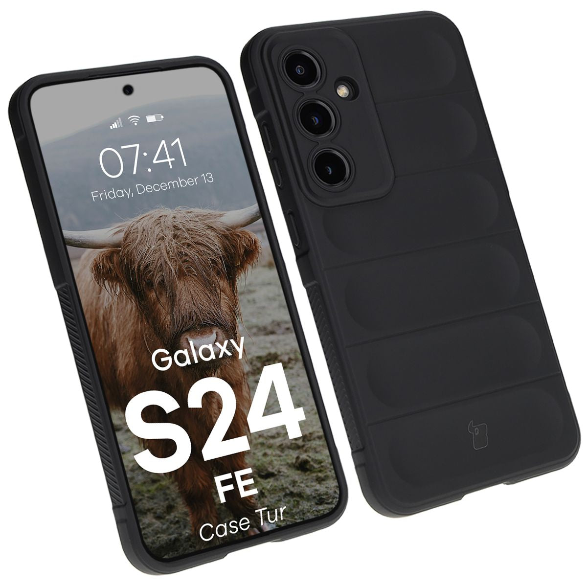 Robuste Handyhülle für Galaxy S24 FE, Bizon Case Tur, Schwarz