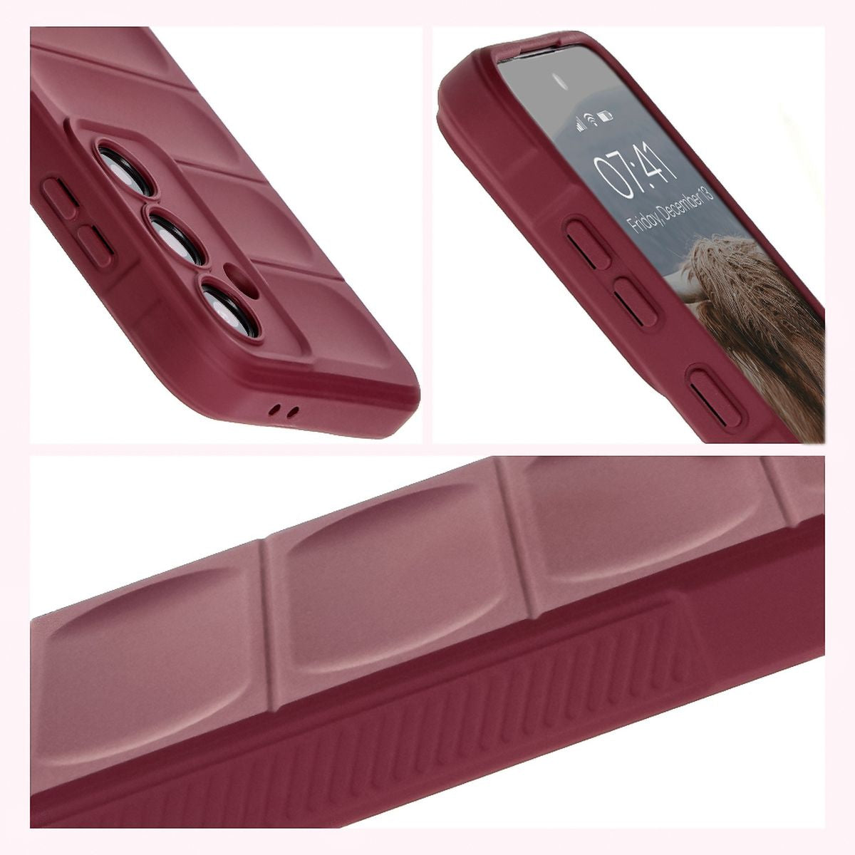 Robuste Handyhülle für Galaxy S24 FE, Bizon Case Tur, Burgunderrot