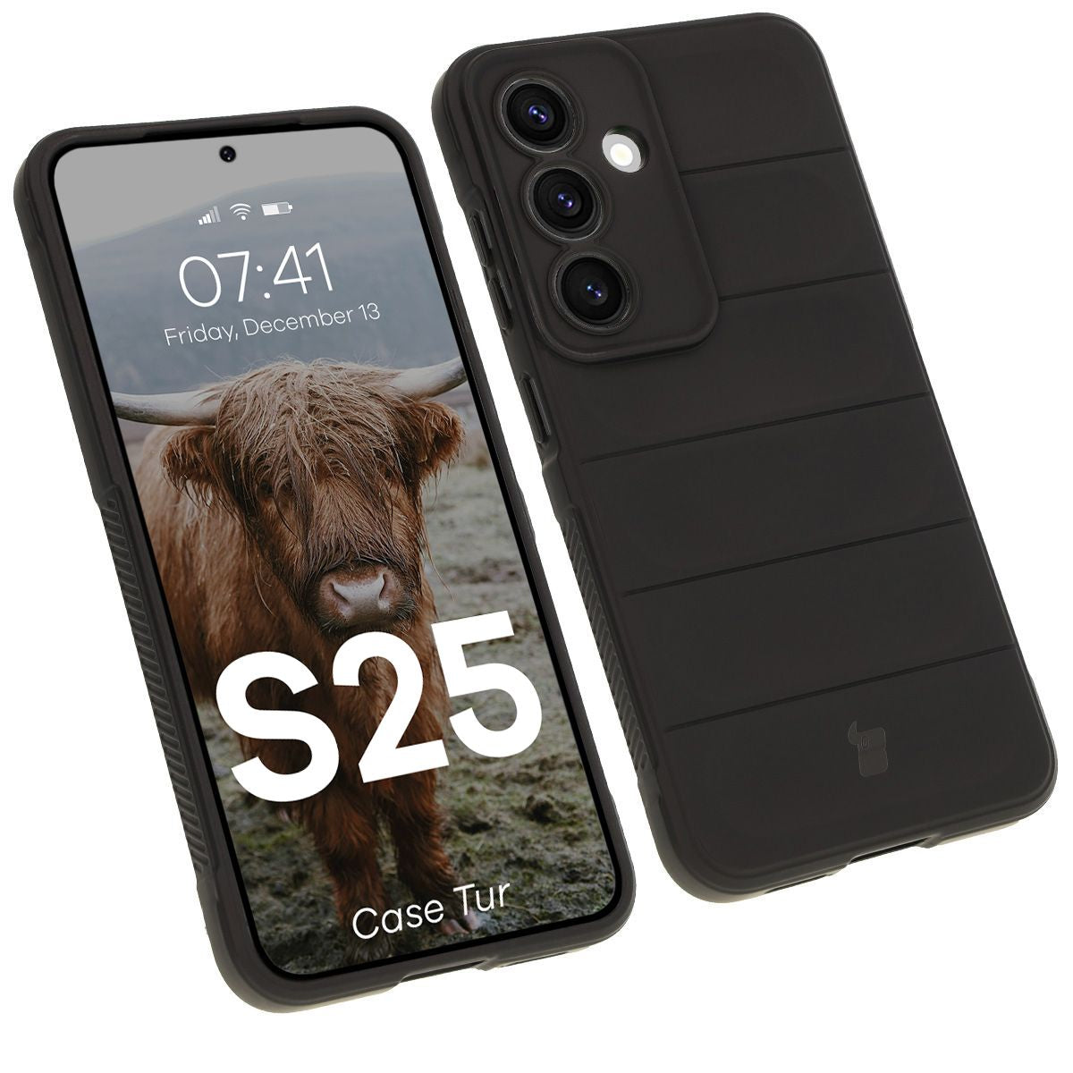 Robuste Handyhülle für Galaxy S25, Bizon Case Tur, Schwarz