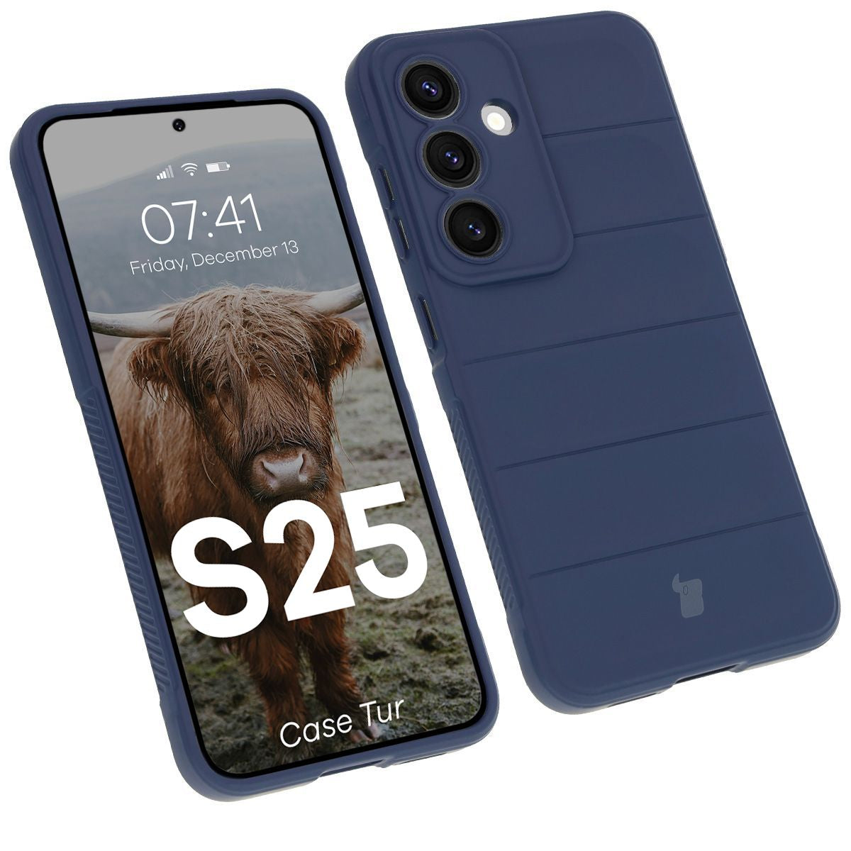 Robuste Handyhülle für Galaxy S25, Bizon Case Tur, Dunkelblau