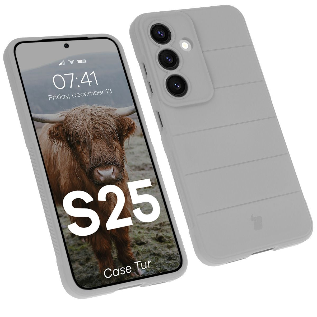Robuste Handyhülle für Galaxy S25, Bizon Case Tur, Hellgrau