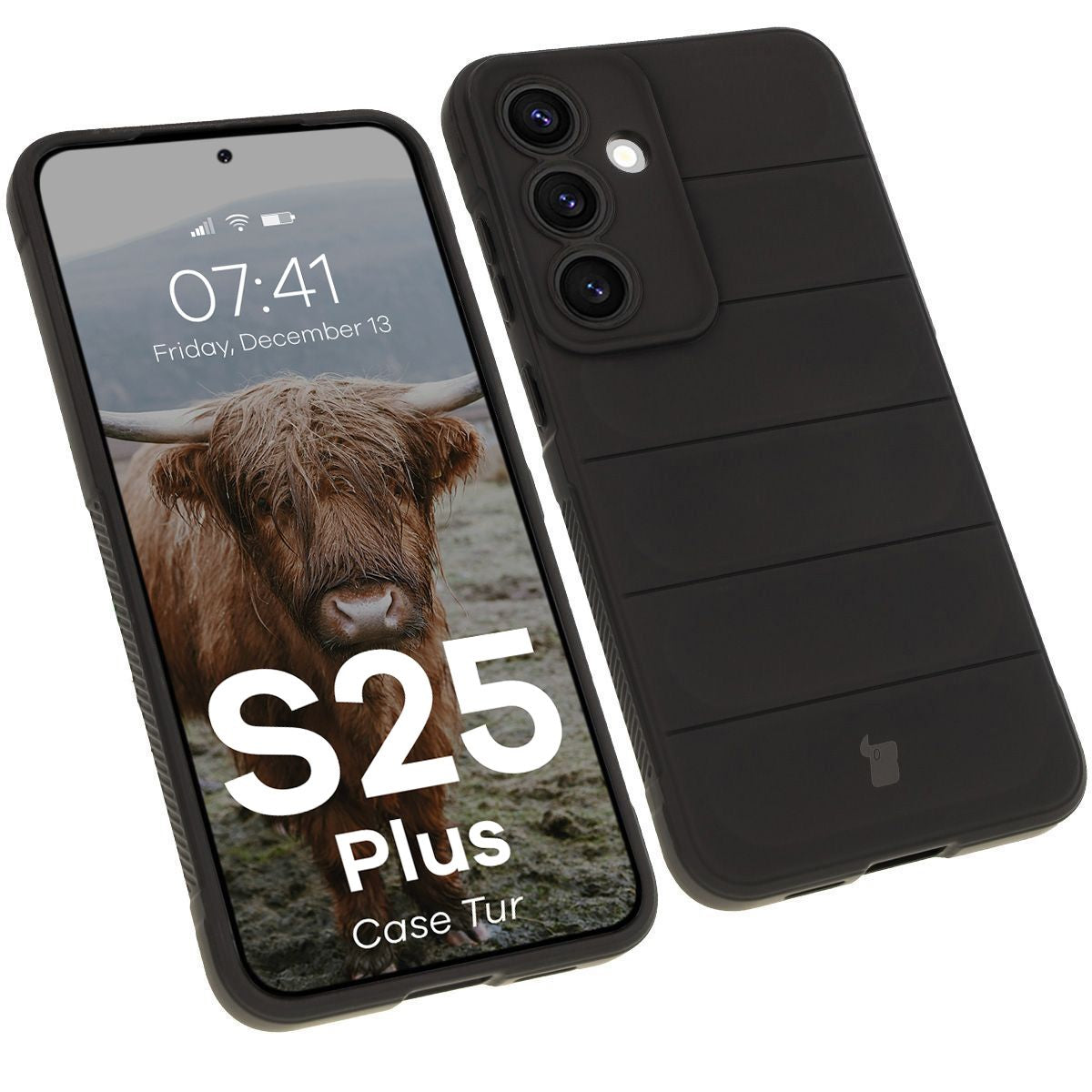 Robuste Handyhülle für Galaxy S25 Plus, Bizon Case Tur, Schwarz