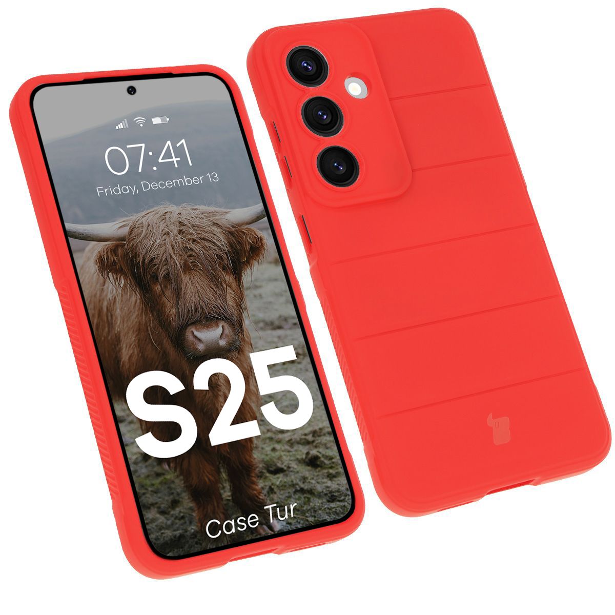 Robuste Handyhülle für Galaxy S25, Bizon Case Tur, Rot