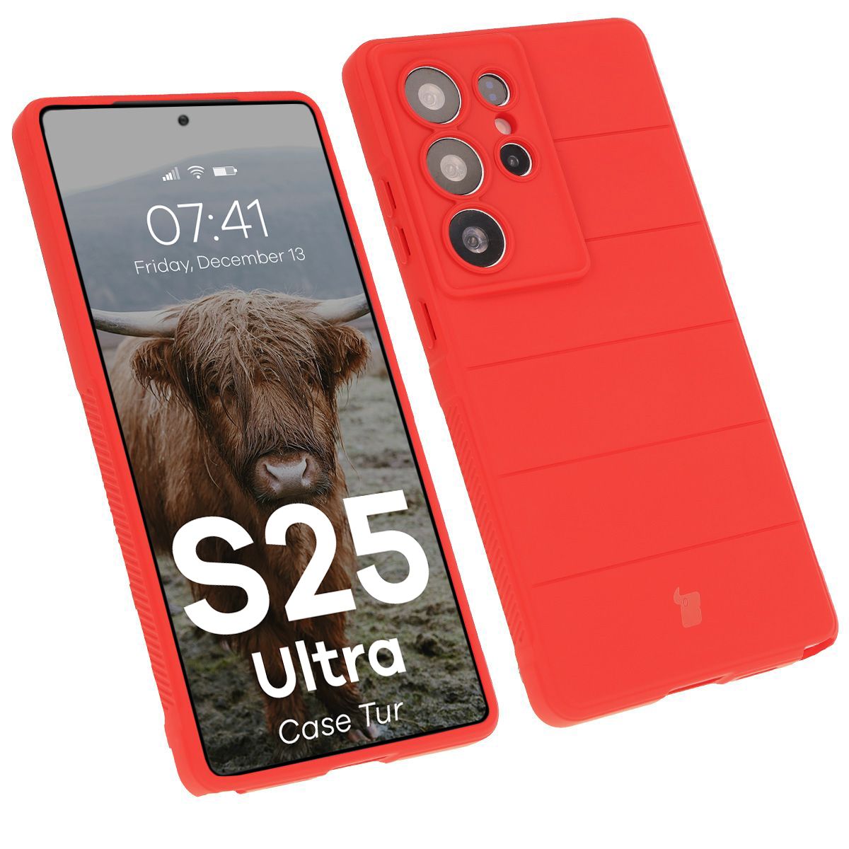 Robuste Handyhülle für Galaxy S25 Ultra, Bizon Case Tur, Rot
