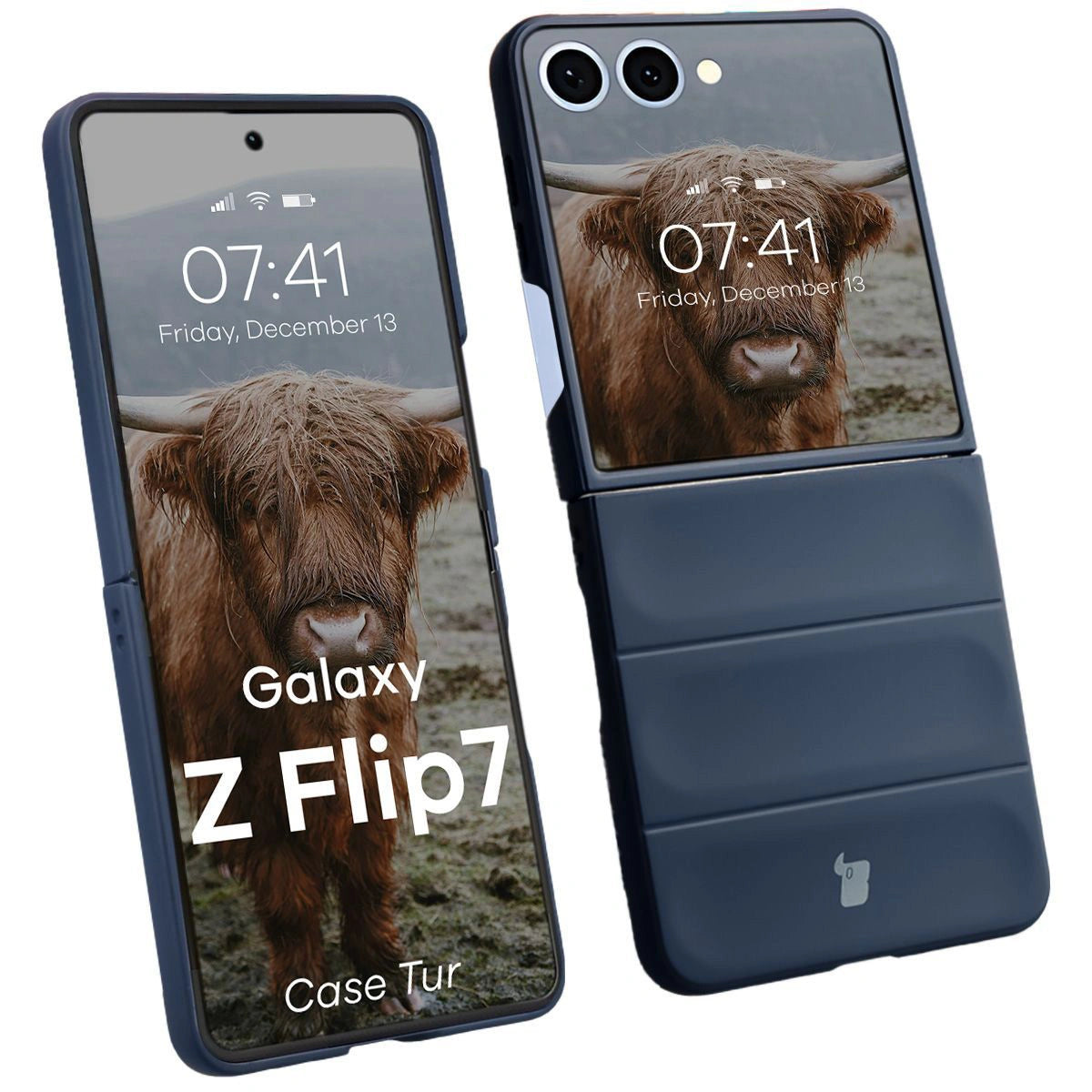 Robuste Handyhülle für Galaxy Z Flip7, Bizon Case Tur, Dunkelblau