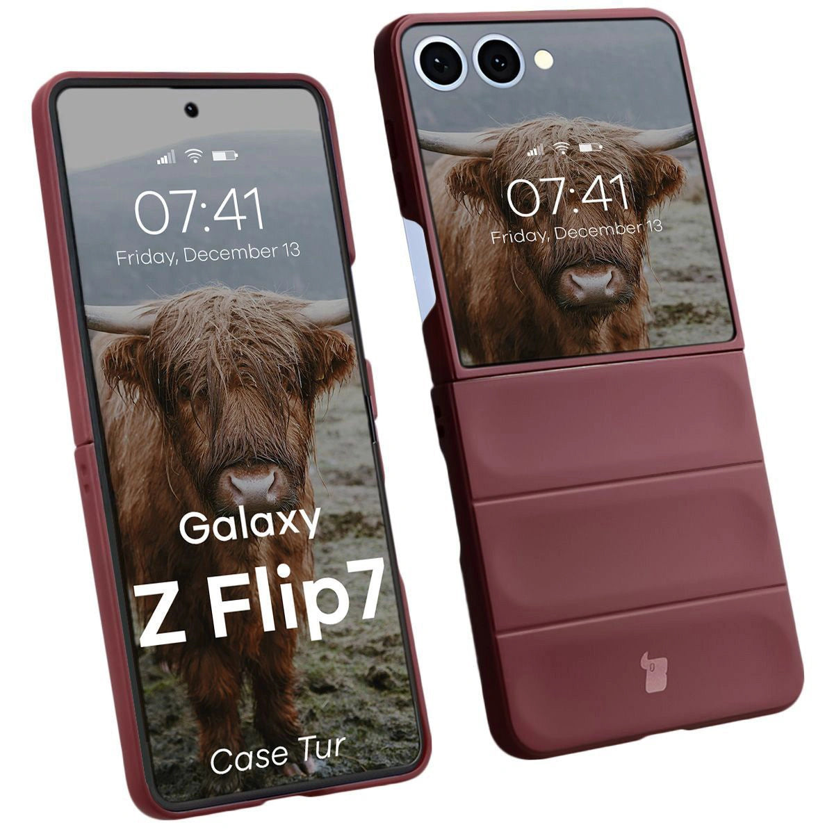 Robuste Handyhülle für Galaxy Z Flip7, Bizon Case Tur, Burgunderrot