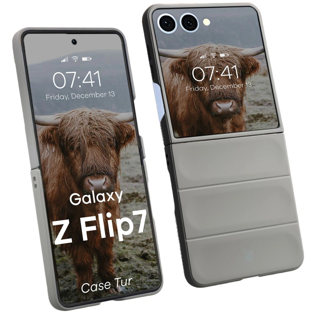 Robuste Handyhülle für Galaxy Z Flip7, Bizon Case Tur, Hellgrau