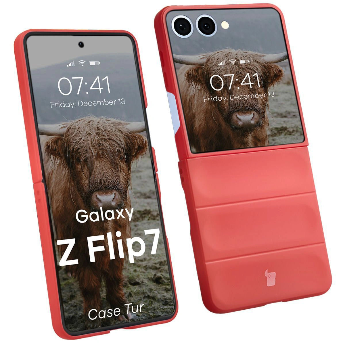 Robuste Handyhülle für Galaxy Z Flip7, Bizon Case Tur, Rot