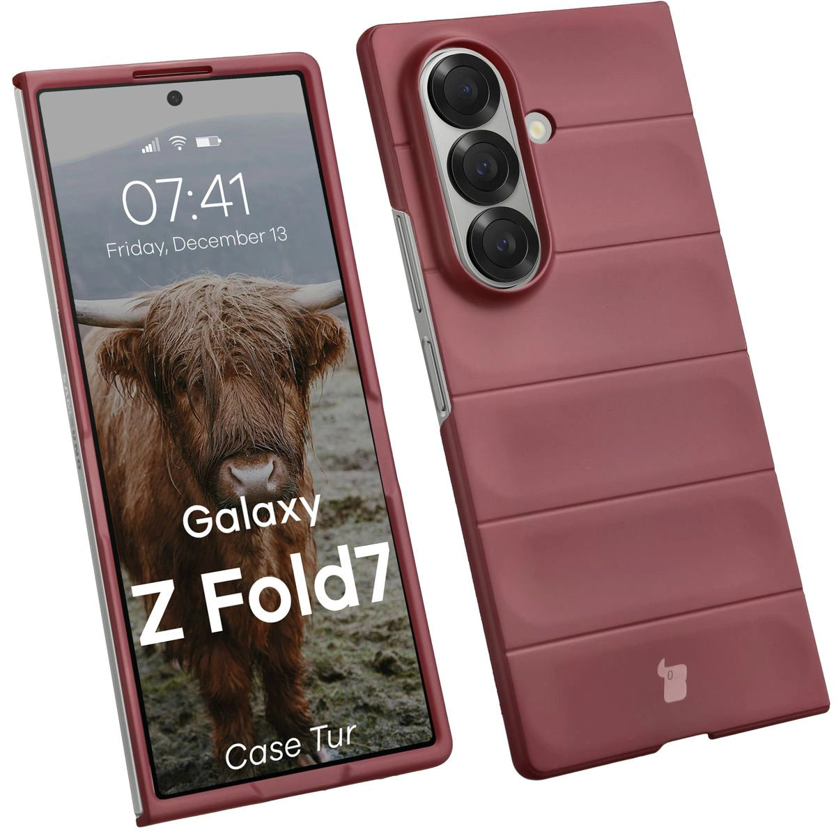 Robuste Handyhülle für Galaxy Z Fold7, Bizon Case Tur, Burgunderrot