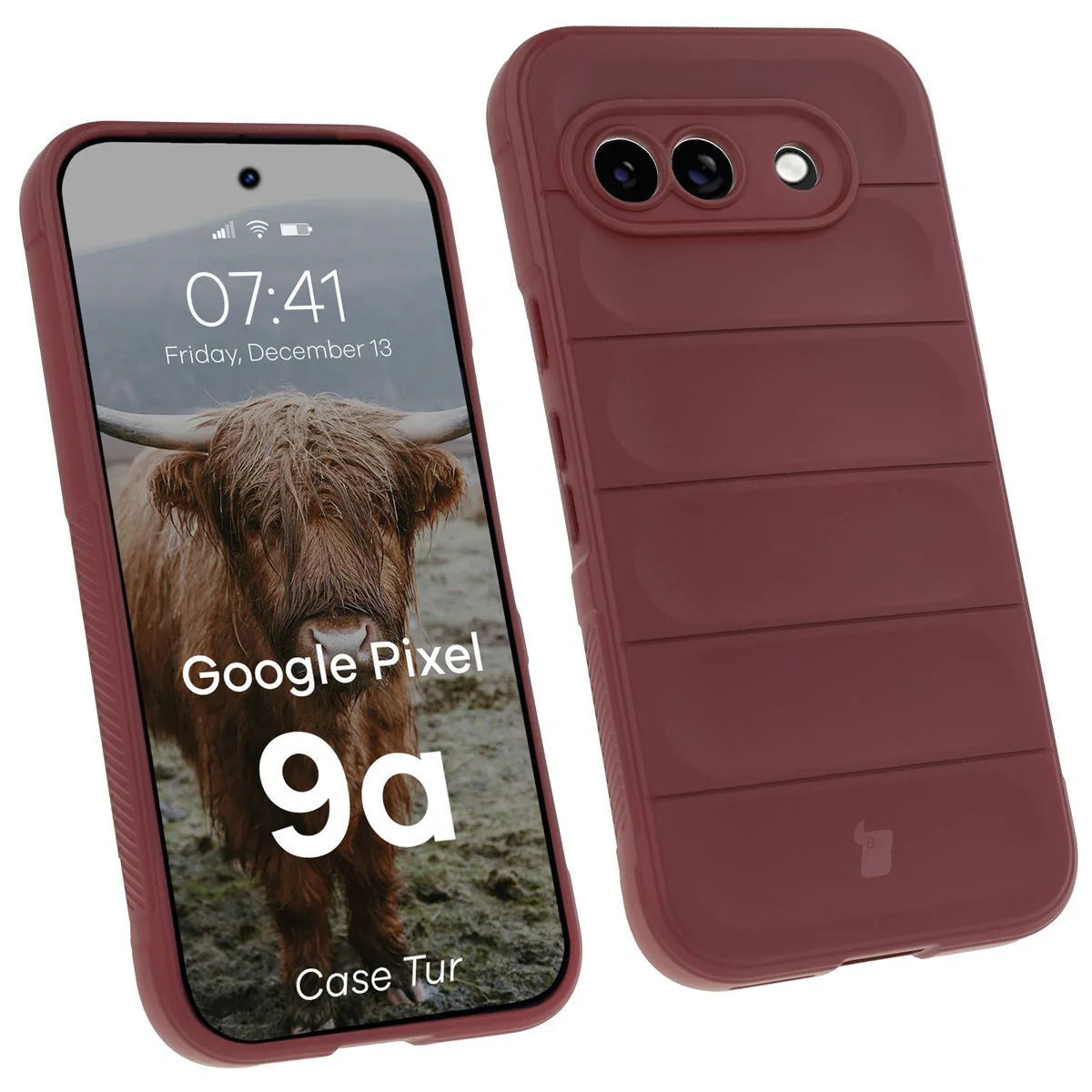 Robuste Handyhlle fr Google Pixel 9a, Bizon Case Tur, Burgunderrot