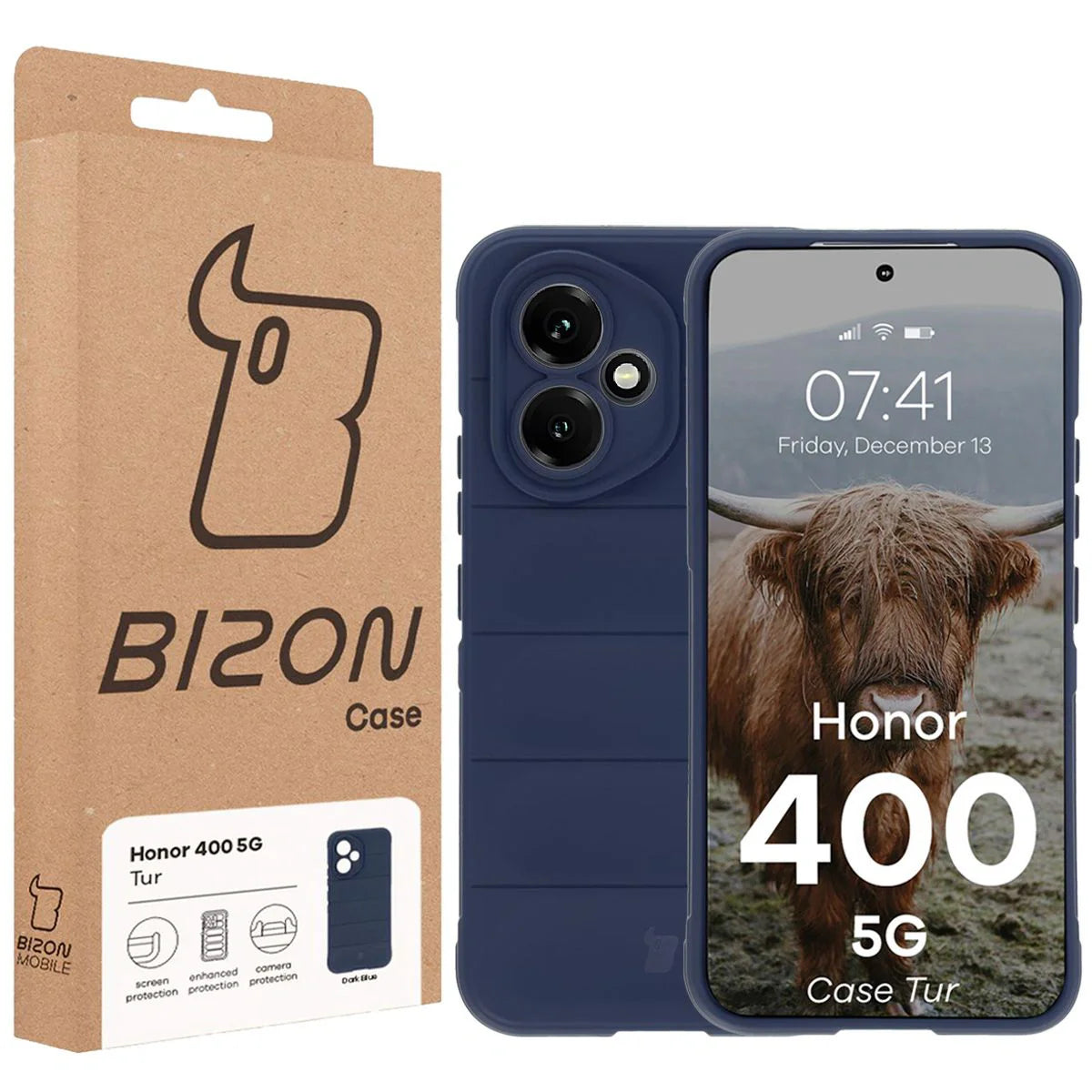 Robuste Handyhülle für Honor 400, Bizon Case Tur, Dunkelblau