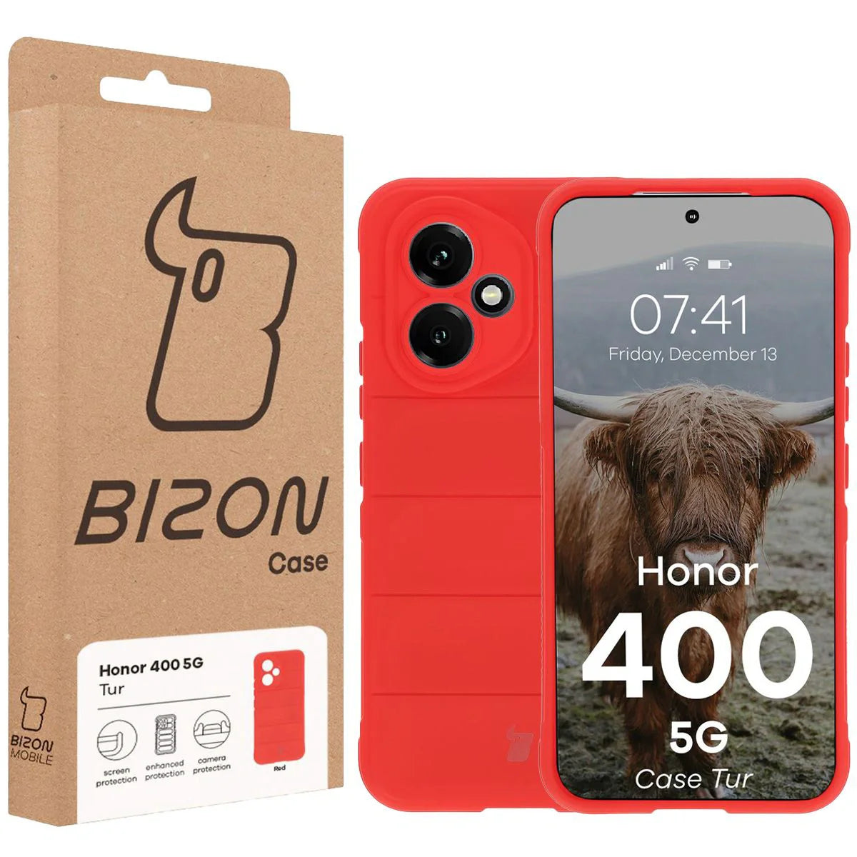 Robuste Handyhülle für Honor 400, Bizon Case Tur, Rot