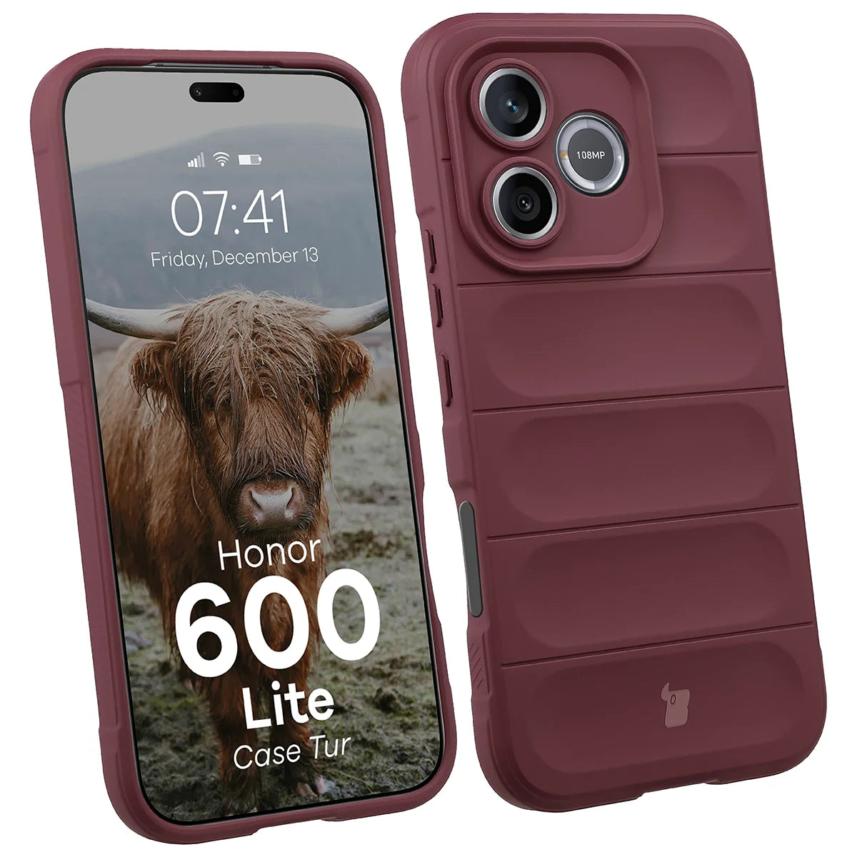 Robuste Handyhülle für Honor 600 Lite 5G, Bizon Case Tur, Burgunderrot