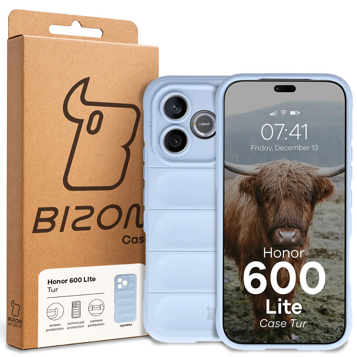 Robuste Handyhülle für Honor 600 Lite 5G, Bizon Case Tur, Hellblau