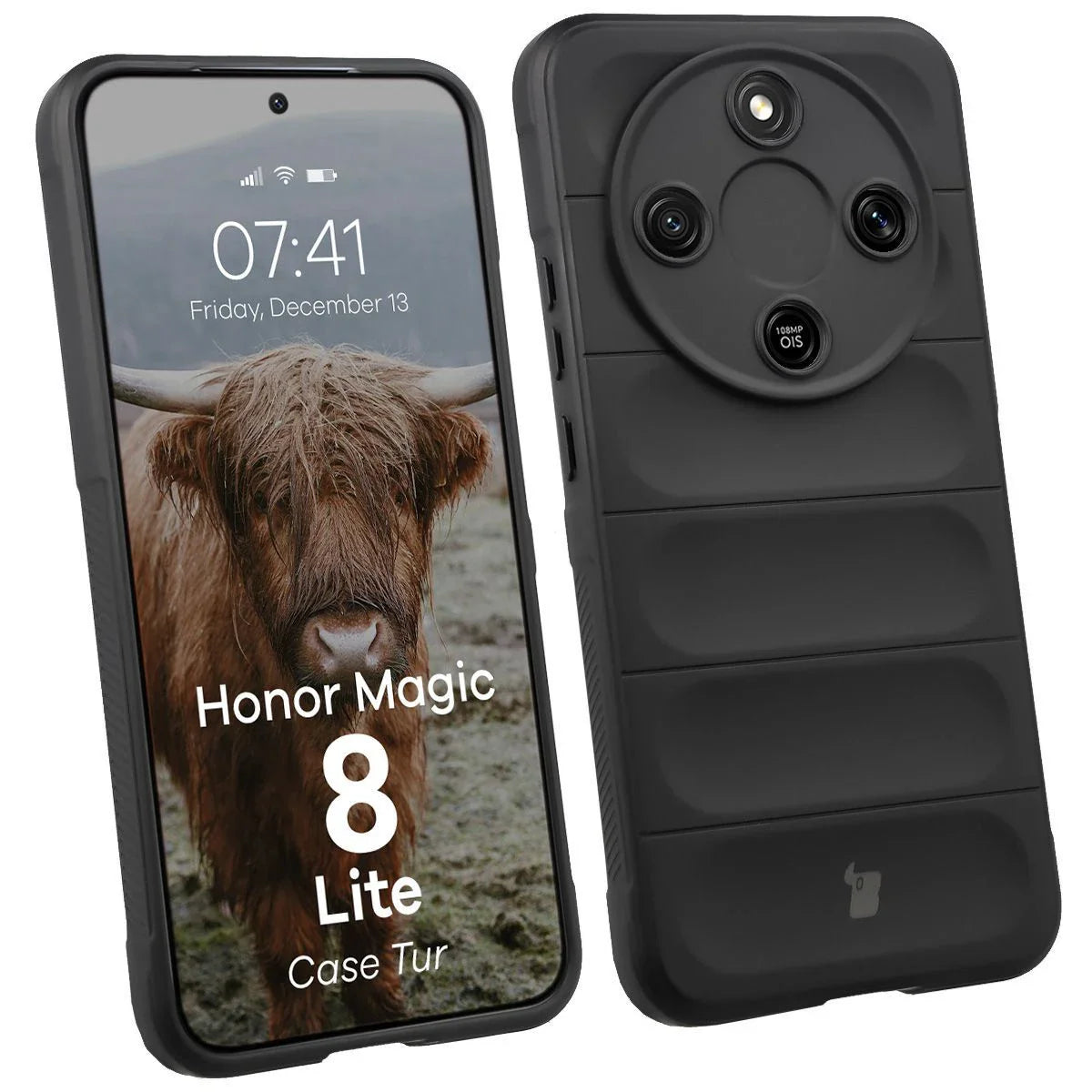 Robuste Handyhülle für Honor Magic8 Lite, Bizon Case Tur, Schwarz