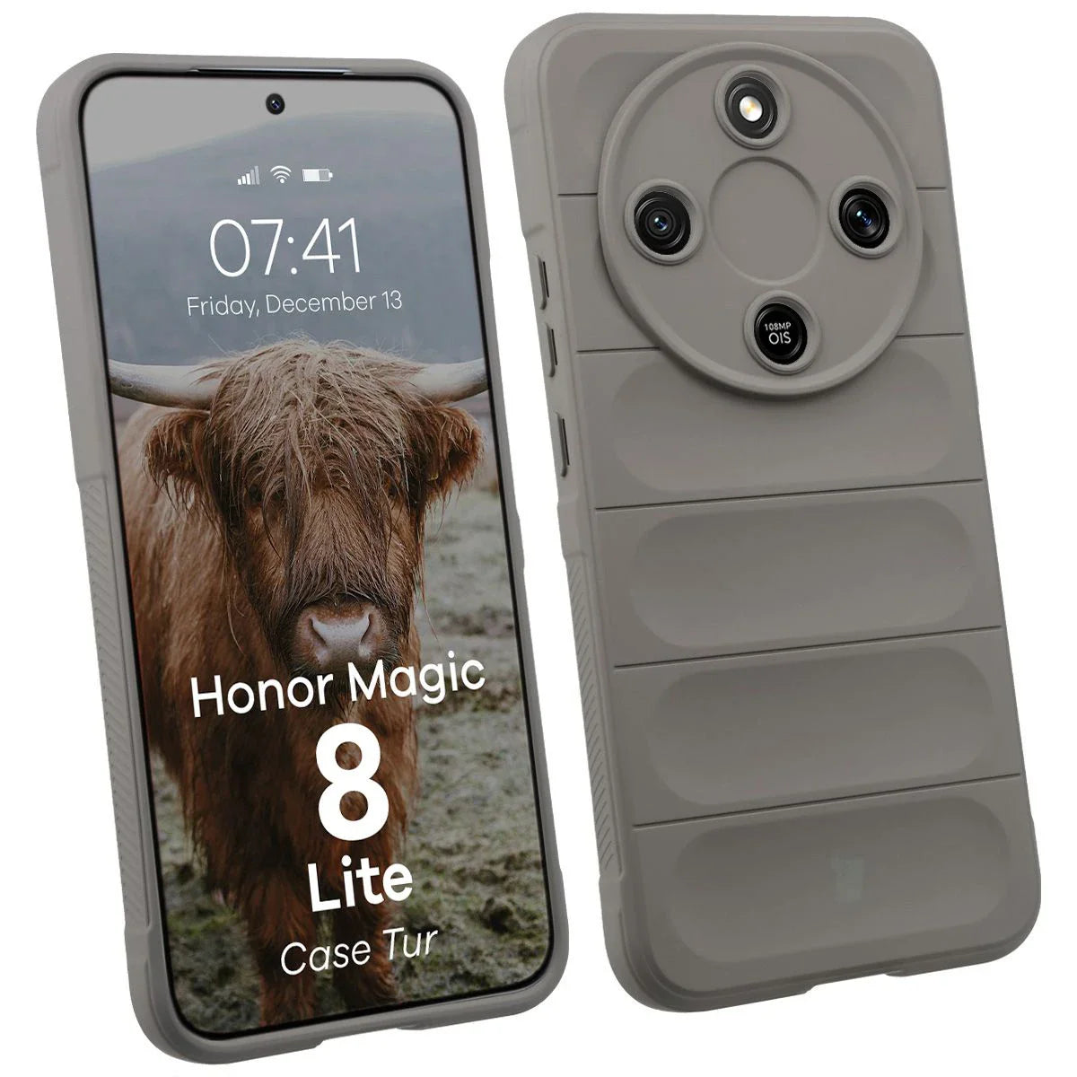 Robuste Handyhülle für Honor Magic8 Lite, Bizon Case Tur, Hellgrau