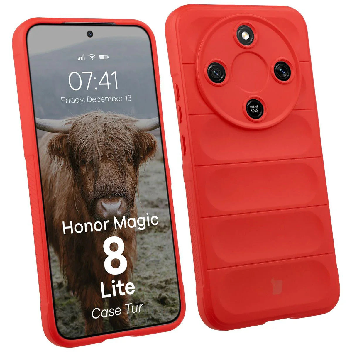 Robuste Handyhülle für Honor Magic8 Lite, Bizon Case Tur, Rot