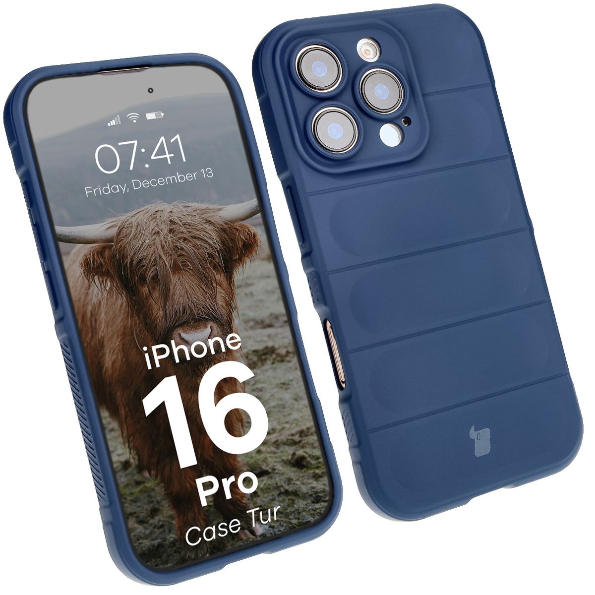 Robuste Handyhülle für iPhone 16 Pro, Bizon Case Tur, Dunkelblau