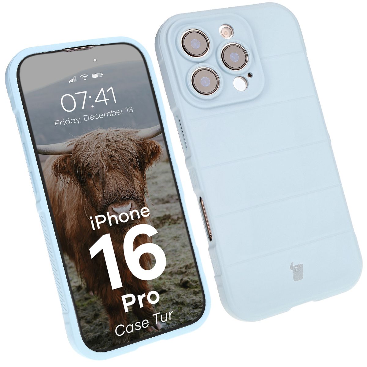 Robuste Handyhülle für iPhone 16 Pro, Bizon Case Tur, Hellblau