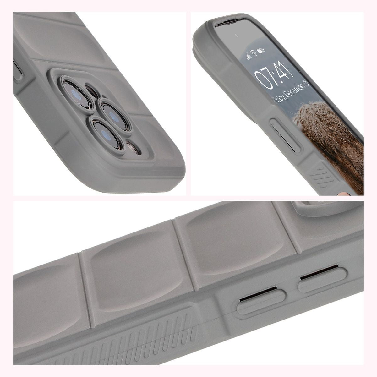 Robuste Handyhülle für iPhone 16 Pro, Bizon Case Tur, Hellgrau