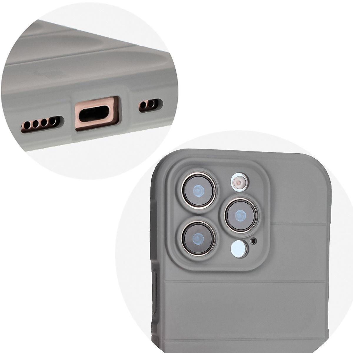 Robuste Handyhülle für iPhone 16 Pro, Bizon Case Tur, Hellgrau