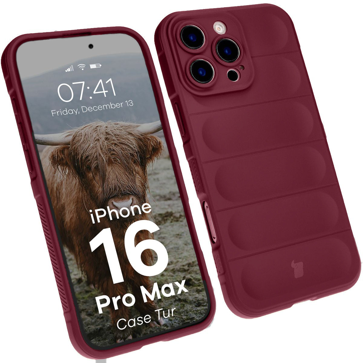 Robuste Handyhülle für iPhone 16 Pro Max, Bizon Case Tur, Burgunderrot