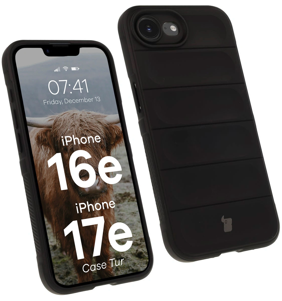 Robuste Handyhülle für iPhone 17e / 16e, Bizon Case Tur, Schwarz