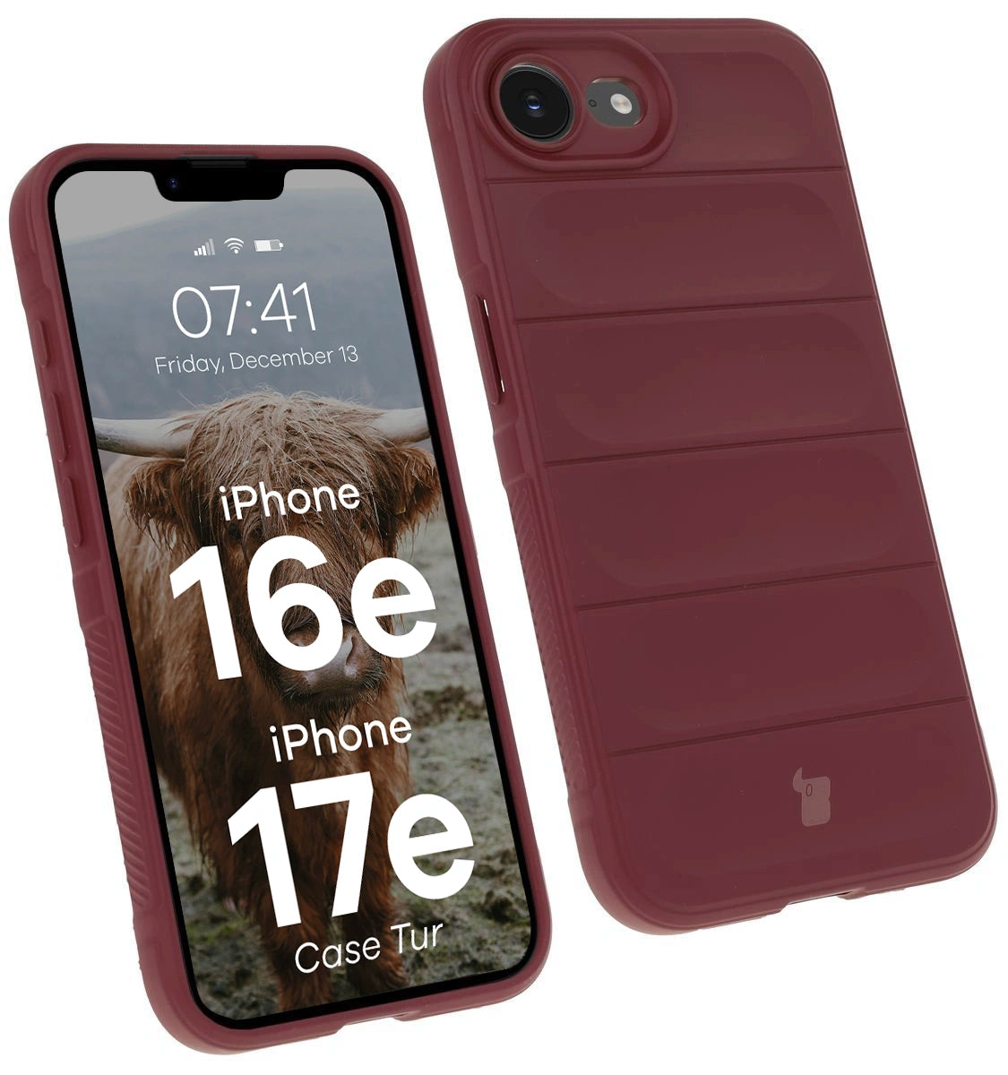 Robuste Handyhülle für iPhone 17e / 16e, Bizon Case Tur, Burgunderrot