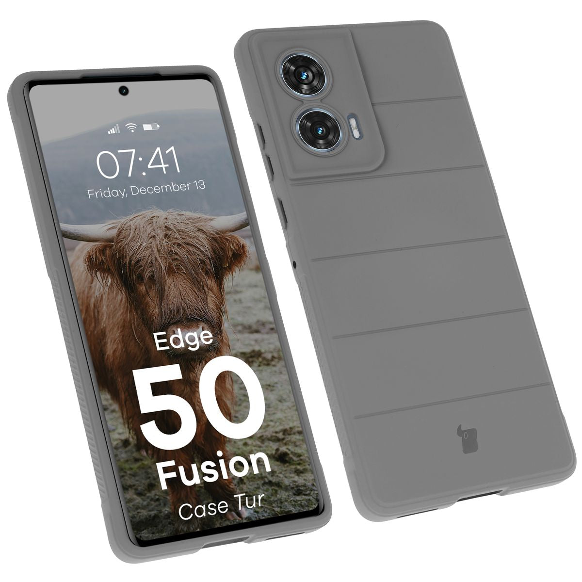 Robuste Handyhülle für Motorola Edge 50 Fusion, Bizon Case Tur, Hellgrau