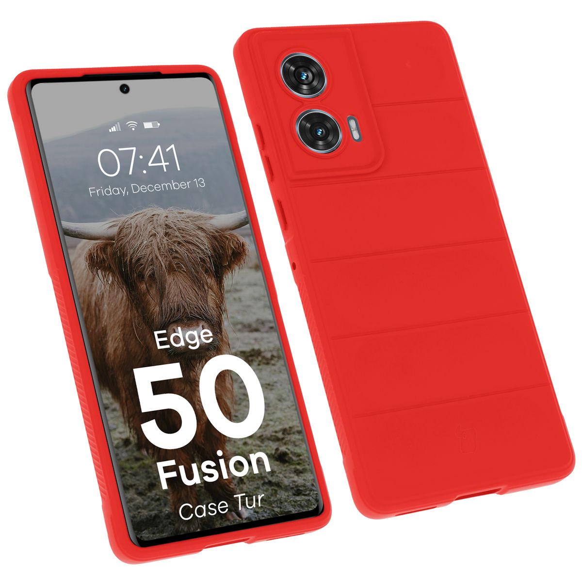 Robuste Handyhülle für Motorola Edge 50 Fusion, Bizon Case Tur, Rot