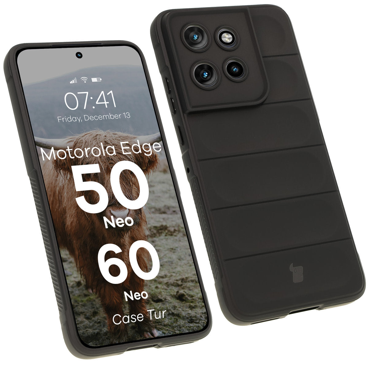 Robuste Handyhülle für Motorola Edge 50 Neo, Bizon Case Tur, Schwarz
