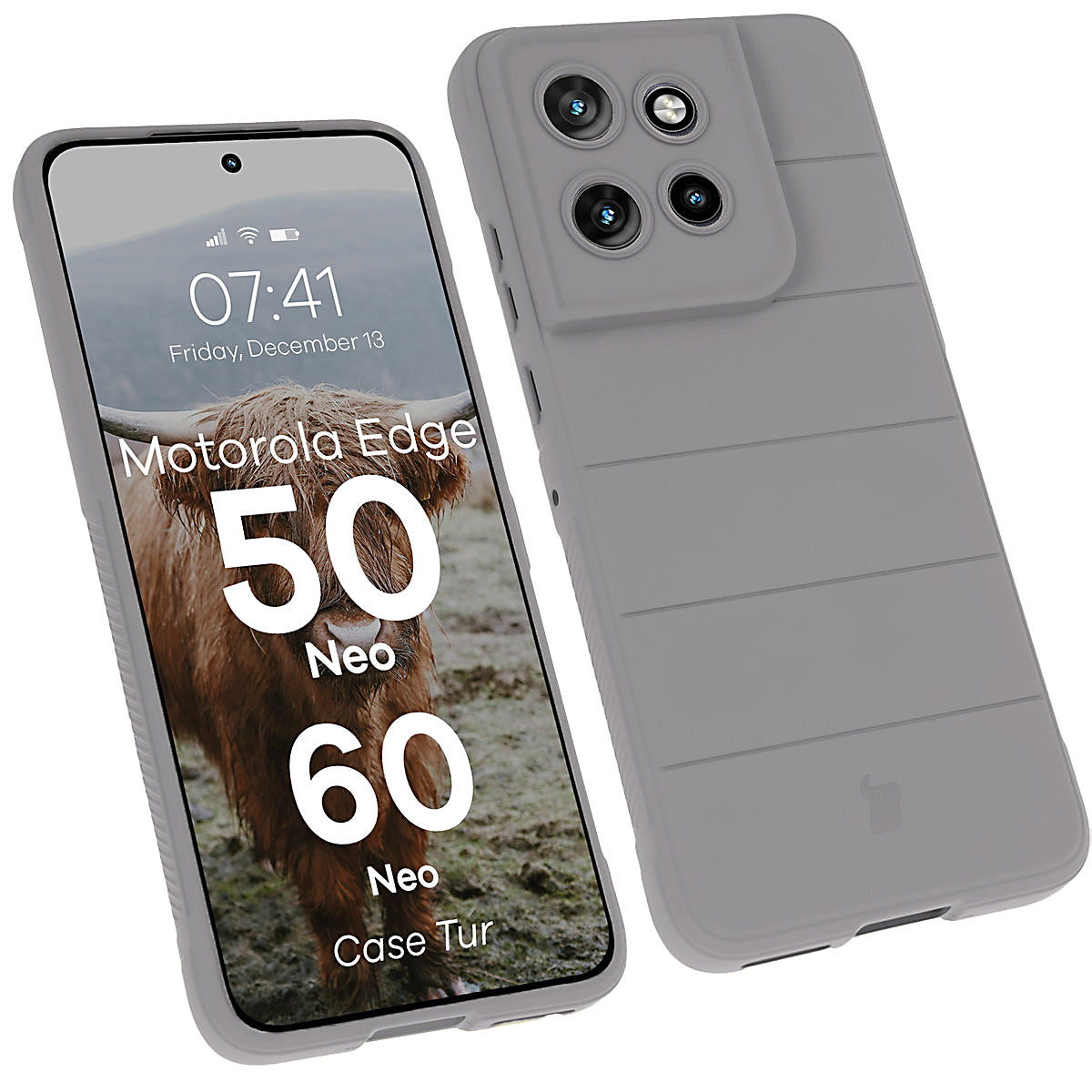 Robuste Handyhülle für Motorola Edge 50 Neo / 60 Neo, Bizon Case Tur, Hellgrau