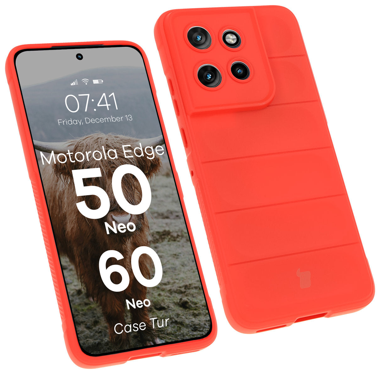 Robuste Handyhülle für Motorola Edge 50 Neo, Bizon Case Tur, Rot