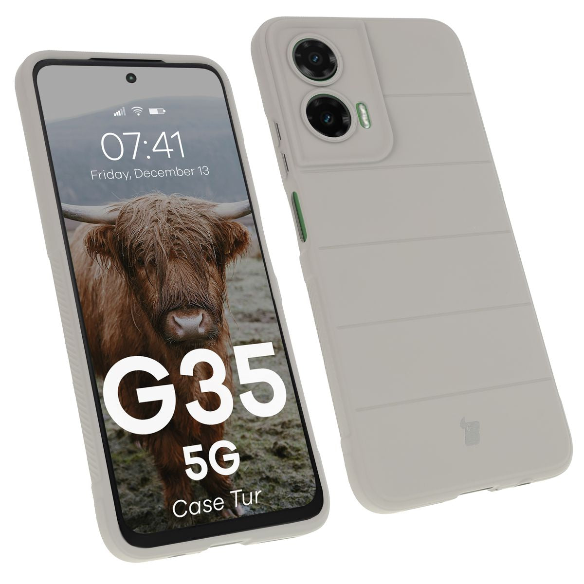 Robuste Handyhülle für Motorola Moto G35 5G, Bizon Case Tur, Hellgrau