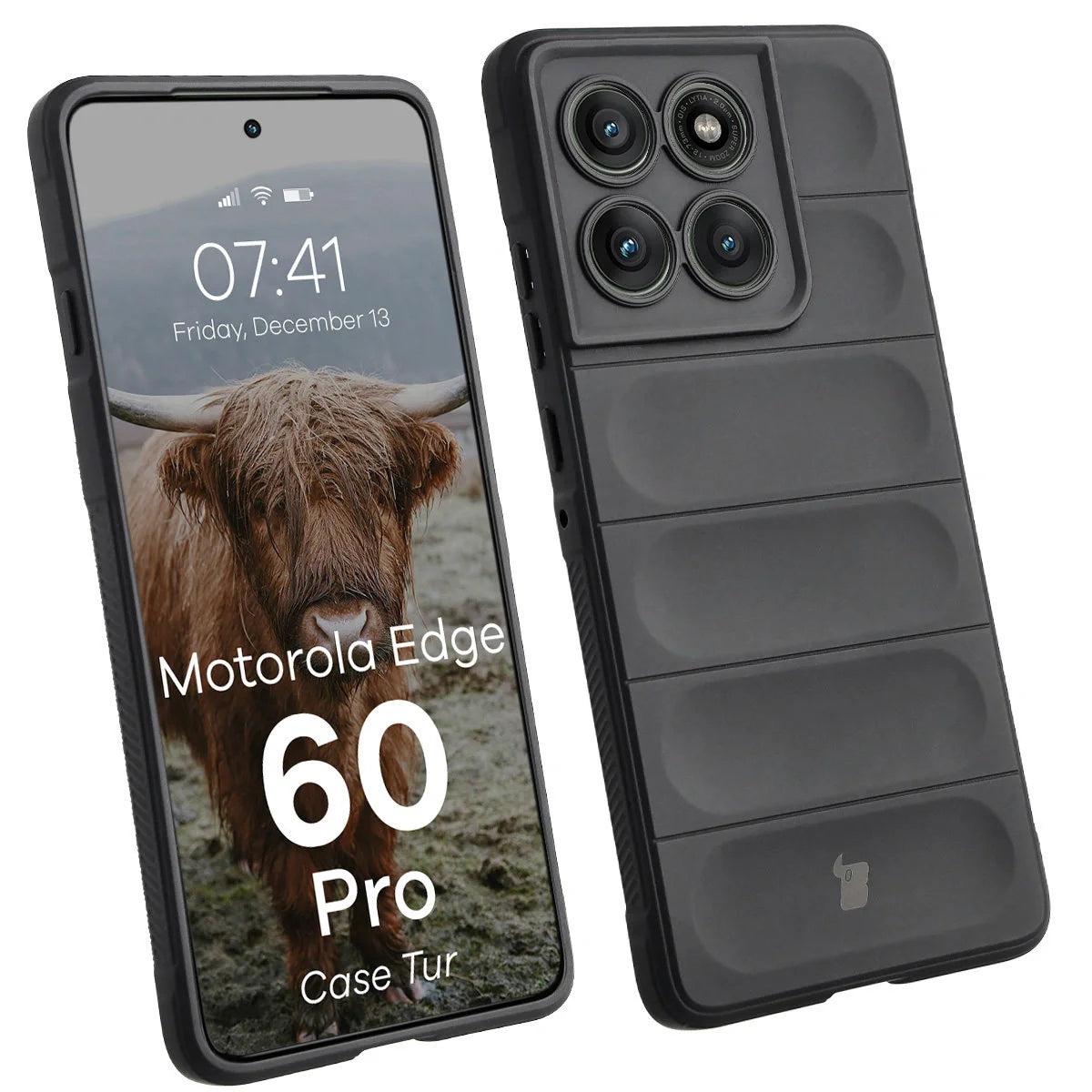 Robuste Handyhülle für Motorola Edge 60 Pro, Bizon Case Tur, Schwarz