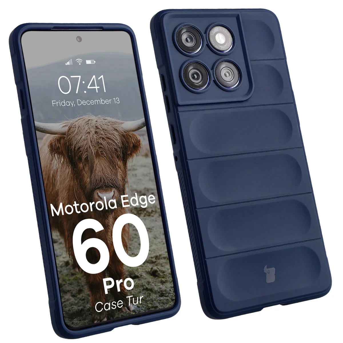 Robuste Handyhülle für Motorola Edge 60 Pro, Bizon Case Tur, Dunkelbla