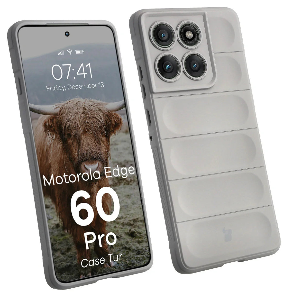 Robuste Handyhülle für Motorola Edge 60 Pro, Bizon Case Tur, Hellgrau