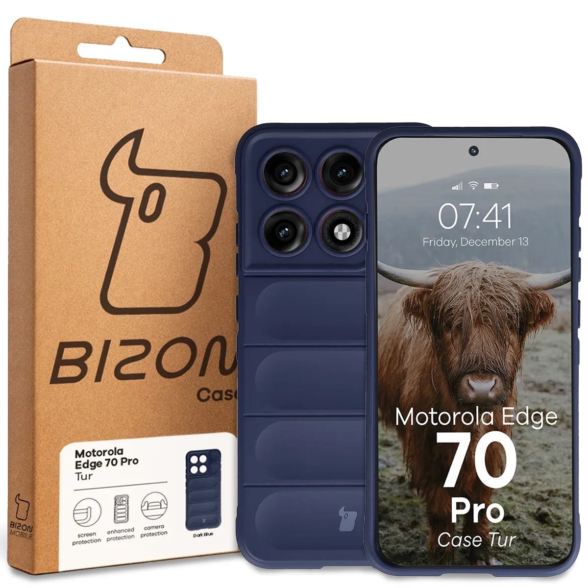 Robuste Handyhülle für Motorola Edge 70 Pro, Bizon Case Tur, Dunkelblau