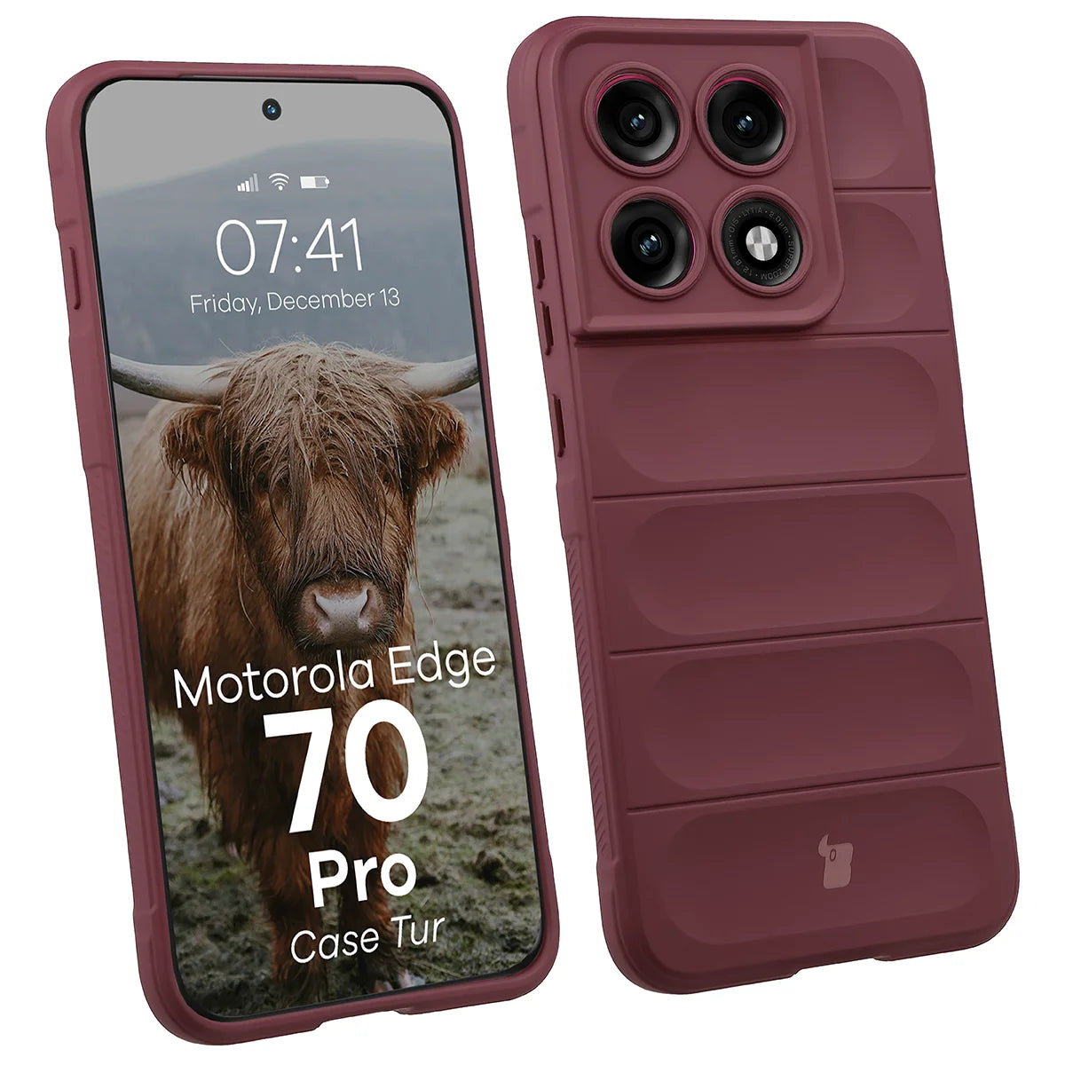 Robuste Handyhülle für Motorola Edge 70 Pro, Bizon Case Tur, Burgunderrot