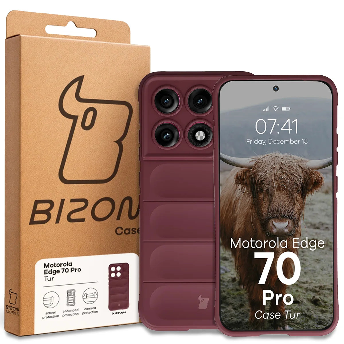Robuste Handyhülle für Motorola Edge 70 Pro, Bizon Case Tur, Burgunderrot